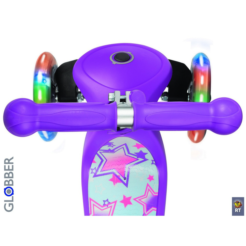 Самокат Y-SCOO Globber Primo Fantasy с 3 светящимися колесами Stars Violet  